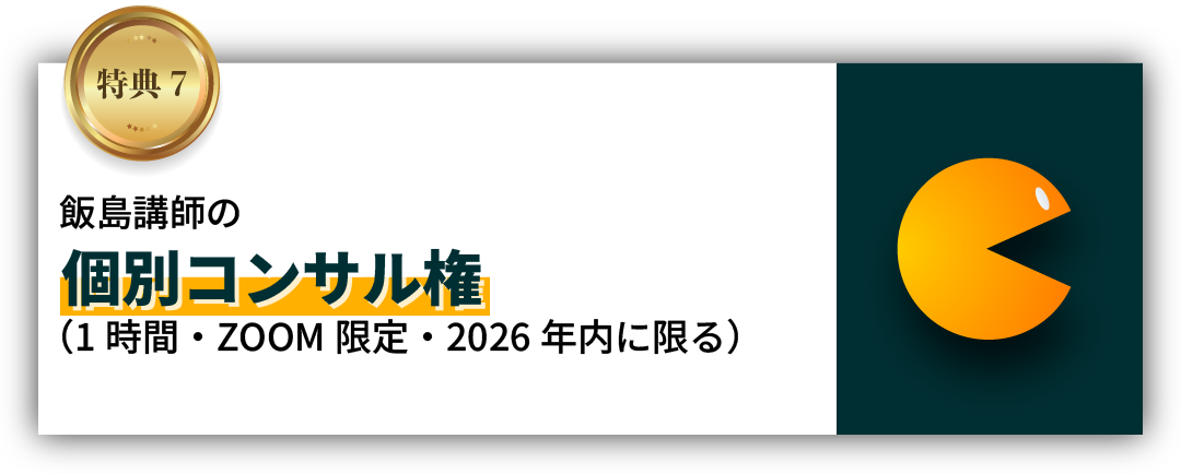 飯島講師の個別コンサル権（1時間・ZOOM限定・2026年内に限る）