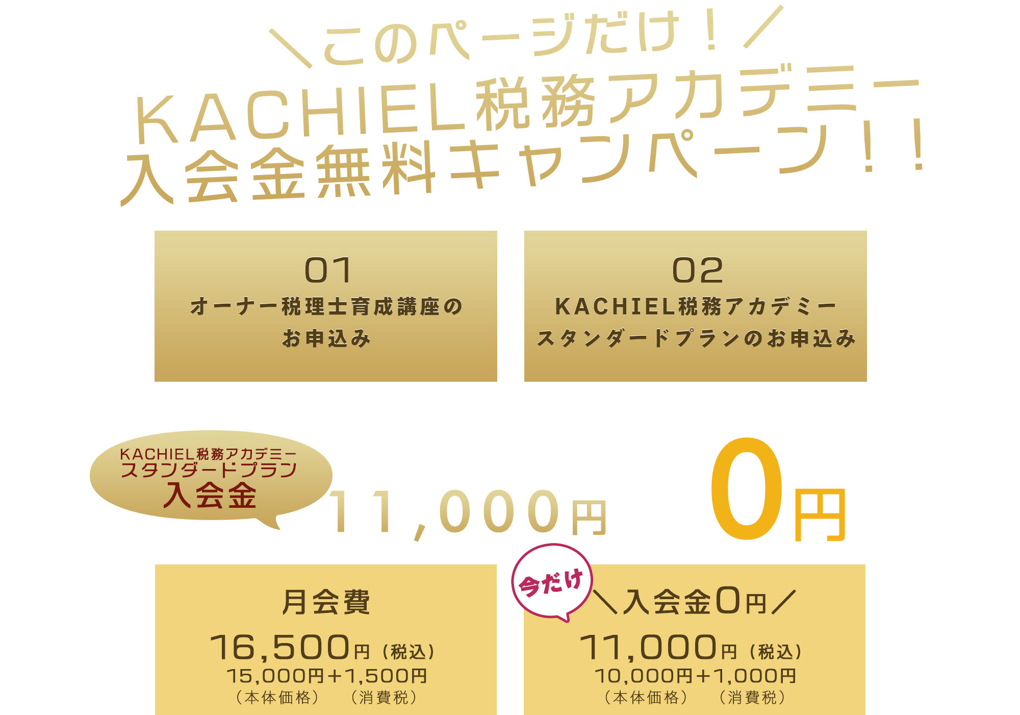 ＼このページだけ！／KACHIEL税務アカデミー入会金無料キャンペーン！！